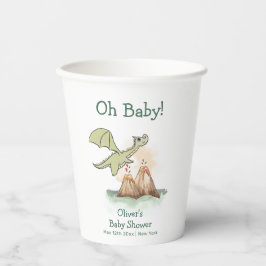 Vasos De Papel Watercolor Magic Dragon Mountain Boy Baby Shower