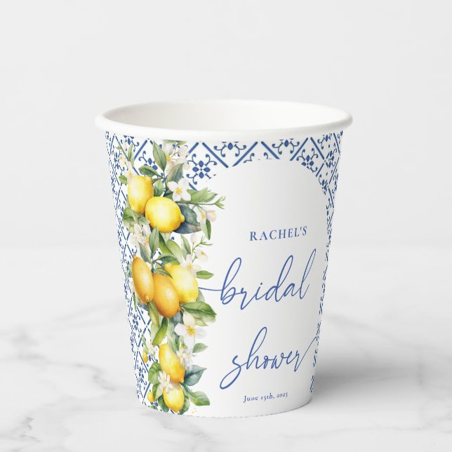 Vasos De Papel Watercolor Mediterráneo Lemon Briower (Anverso)