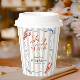 Vasos De Papel Watercolor Nautical She's a Catch Bridal Shower