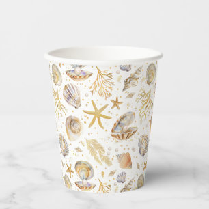 Vasos De Papel Watercolor Ocean Little Pearl Baby Shower