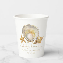 Vasos De Papel Watercolor Ocean Little Pearl Baby Shower