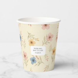 Vasos De Papel Watercolor Pastel Floral Baby Shower Paper cup