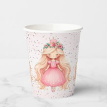 Watercolor Pink Princess Birday Party Cute