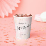 Vasos De Papel Watercolor Rosa x Gold Bat Mitzvah<br><div class="desc">Esta moda y elegante taza de papel mitzvah murciélago presentan un fondo blanco con trazos de pincel rosa rubor en acuarela y manchas de oro falsas. Personalízalo para tus necesidades. Puedes encontrar más productos a juego en mi tienda.</div>