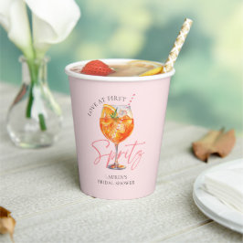 Vasos De Papel Watercolor Rubor Rosa Aperol Spritz Bridal Shower