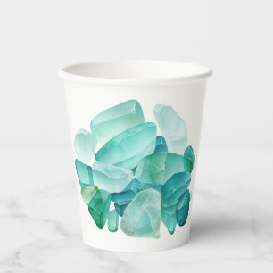 Vasos De Papel Watercolor Sea Glass Beach Lover