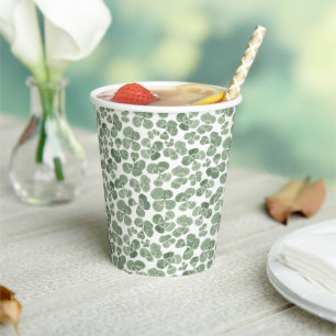 Vasos De Papel Watercolor Shamrock Clover Pattered