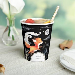 Vasos De Papel Watercolor Simple Fox Birday