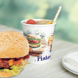 Vasos De Papel Watercolor Splash BBQ Personalizado