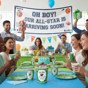 Vasos De Papel Watercolor Sport Football Baby Shower