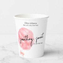 Vasos De Papel Watercolor Sweet Bow Cotton Candy Baby Shower