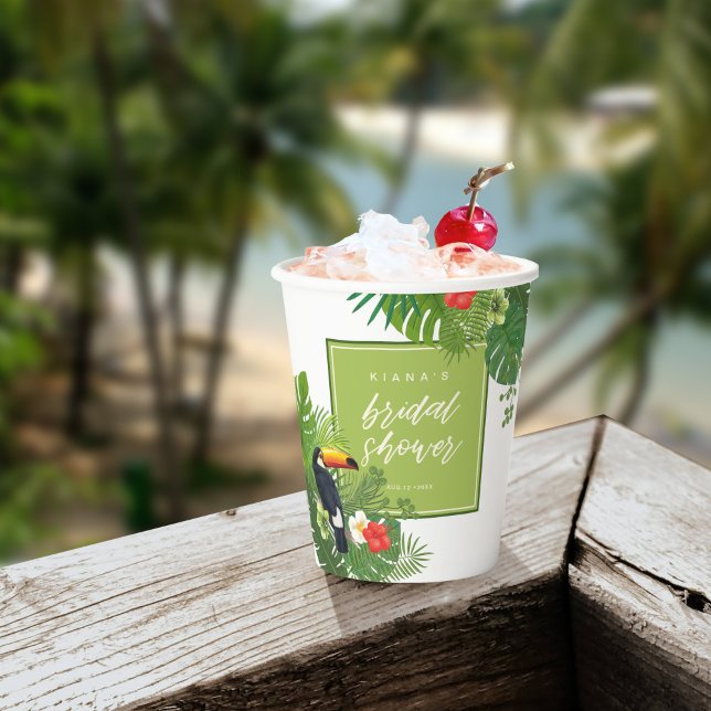 Vasos De Papel Watercolor Tropical Bridal Shower Green ID577 (Subido por el creador)