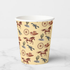 Vasos De Papel Watercolor Western Kid Art Tan