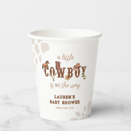 Vasos De Papel Watercolor Western Little Cowboy Baby Shower