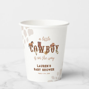 Vasos De Papel Watercolor Western Little Cowboy Baby Shower