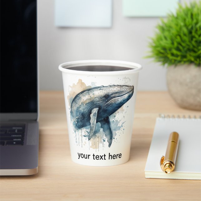 Vasos De Papel Watercolor Whale Wonder, personalizado (in situ)