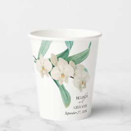 Vasos De Papel Watercolor White Orchids Floral Wedding Gift