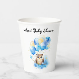 Vasos De Papel Watercolor Woodland Owl Baby Shower