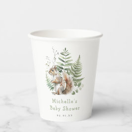 Vasos De Papel Watercolor Woodland Squirrel Baby Shower