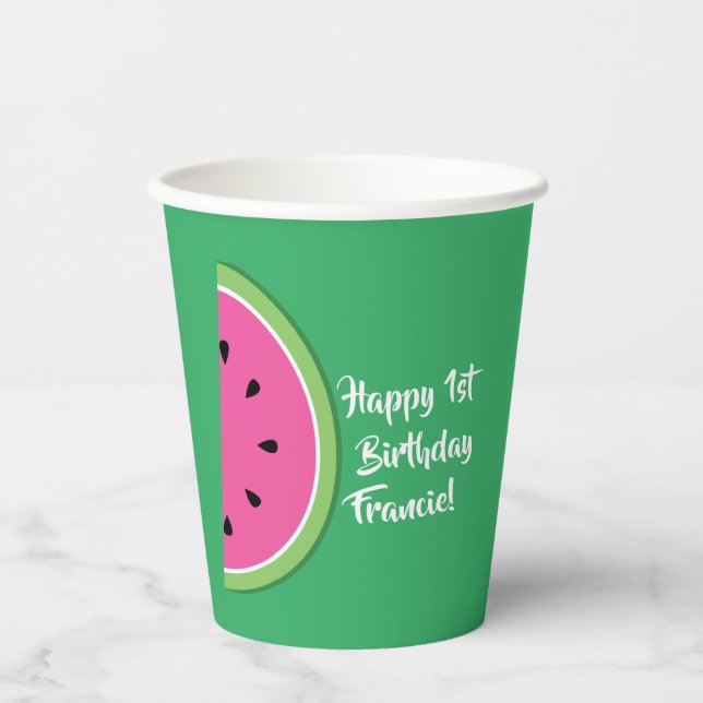 Vasos De Papel Watermelon Cute Kids Primer cumpleaños (Anverso)