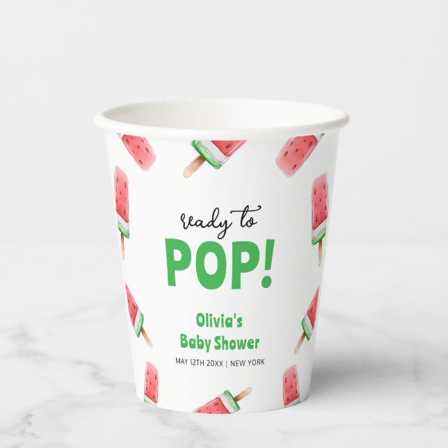 Vasos De Papel Watermelon Ice Cream Popcicle Baby Shower (Anverso)