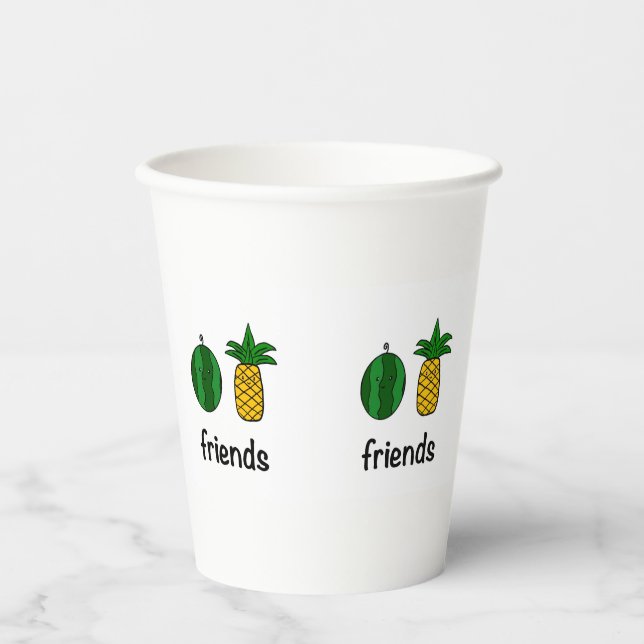 Vasos De Papel Watermelon y Pineapple Friends Paper Cup (Anverso)