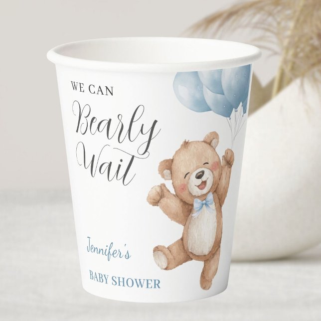 Vasos De Papel We Can Bearly Wait Boy Teddy Bear Baby Shower (Subido por el creador)