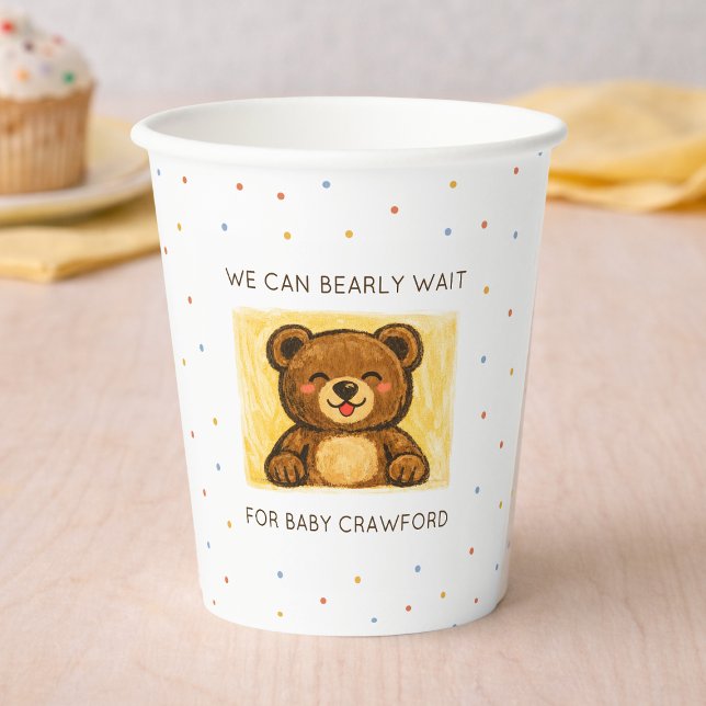 Vasos De Papel We Can Bearly Wait! Simple Hand Drawn Baby Shower (Subido por el creador)