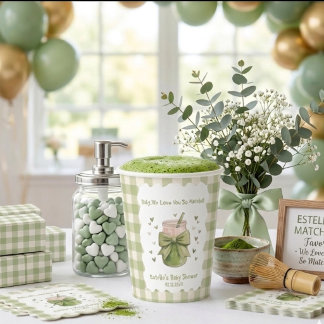 Vasos De Papel We Love You So Matcha Sip Green Hearts