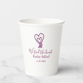 Vasos De Papel We tied the knot pink heart knots name date romant