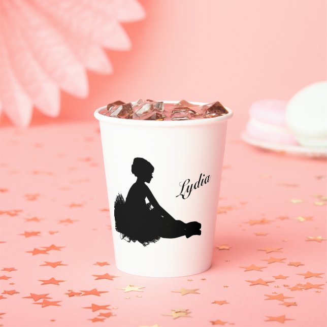 Vasos De Papel Weary Ballerina Personalizada con Nombre (in situ)