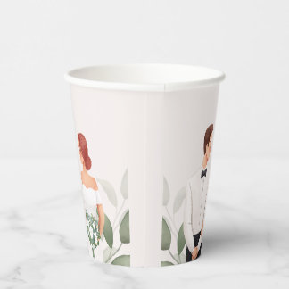 Vasos De Papel Wedding Couple Illustration Paper Cup