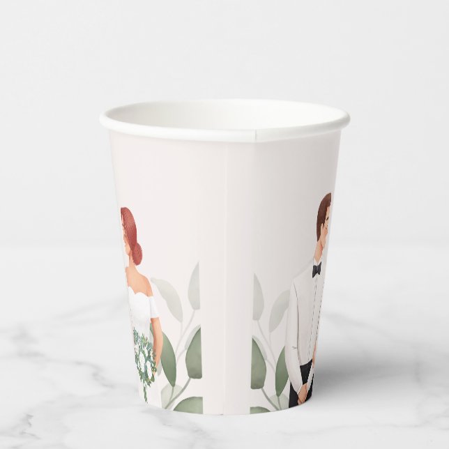 Vasos De Papel Wedding Couple Illustration Paper Cup (Derecha)