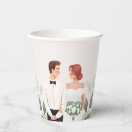 Vasos De Papel Wedding Couple Illustration Paper Cup