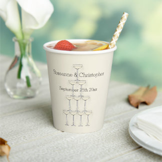 Vasos De Papel Wedding Paper Cups Champagne Glasses