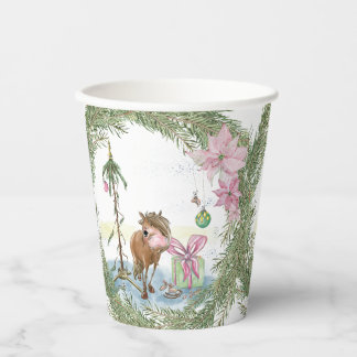 Vasos De Papel Weihnachts Pappbecher mit Pony, Tischgeschirr