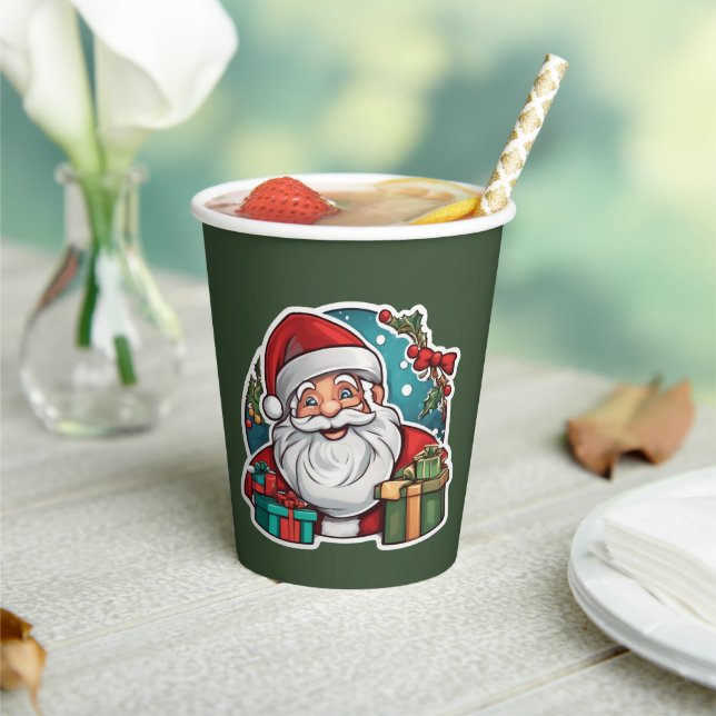 Vasos De Papel Weihnachtsmann mit Geschenken - (in situ)