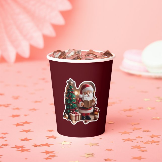 Vasos De Papel Weihnachtsmann mit Tannenbaum in 3D -  (in situ)