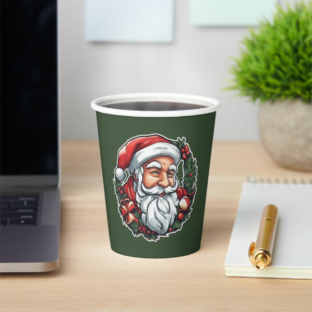 Vasos De Papel Weihnachtsmannkopf mit Kranz -  (in situ)