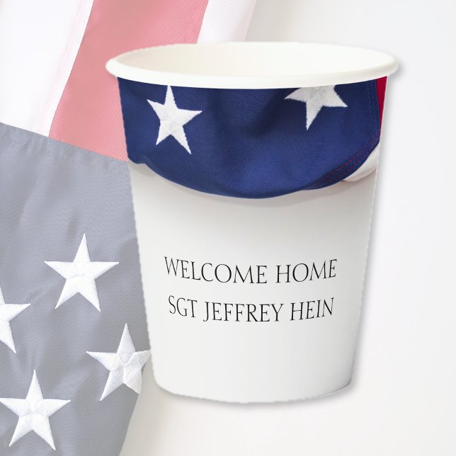Vasos De Papel Welcome Back Military Hero USA Flag Party (Subido por el creador)