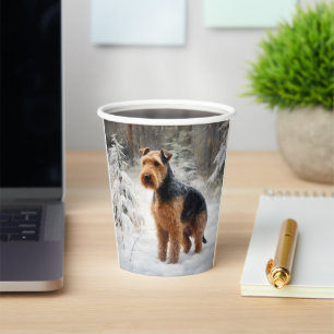 Vasos De Papel Welsh Terrier Deja que nieve Navidad