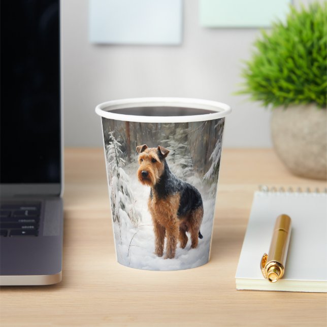 Vasos De Papel Welsh Terrier Deja que nieve Navidad  (in situ)