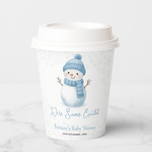Vasos De Papel We're Snow Excited Snowmen Boy Baby Shower (Anverso)