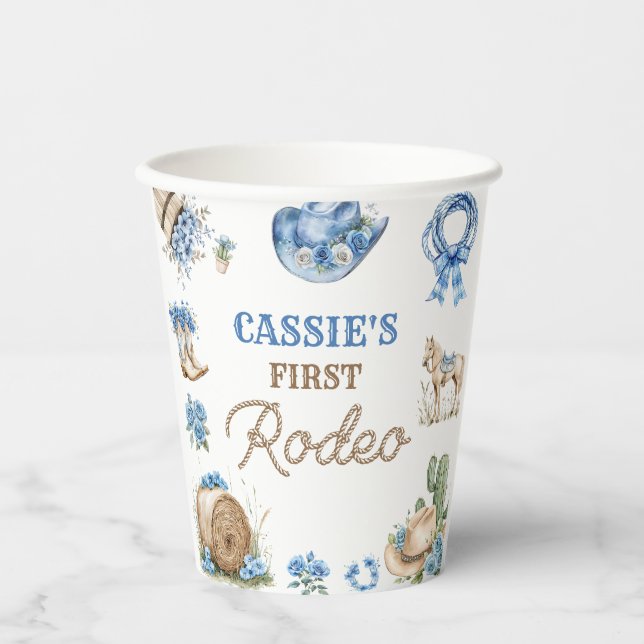 Vasos De Papel Western Cowboy First Rodeo Birthday Party (Anverso)