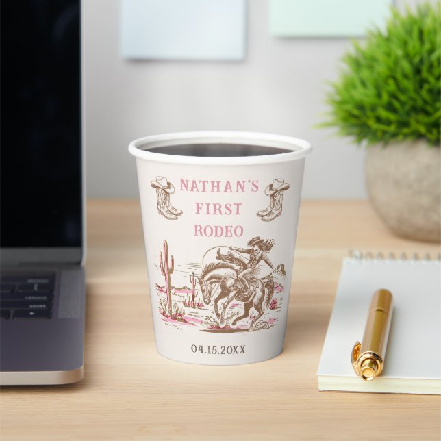 Vasos De Papel Western Desert Boots Rodeo Birthday (in situ)