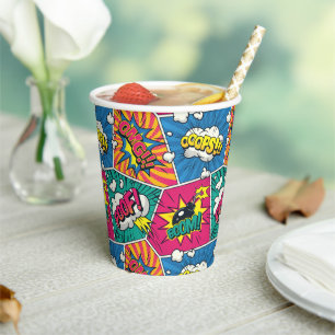 Vasos De Papel ¡Wham! ¡Bam! - Explosiones de historietas retro ar