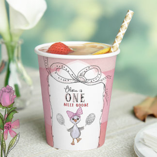 Vasos De Papel Whimsical Baby Goose 1st Birthday Paper Cups 