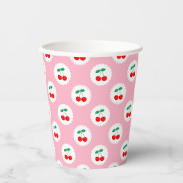 Vasos De Papel Whimsical Coquette Cherry en Baby Shower superior