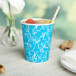 Vasos De Papel Whimsical Cute Blue Bows Pattern Baby Shower
