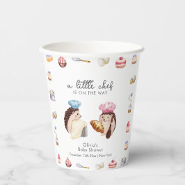 Vasos De Papel Whimsical Cute Hedgehog Chef Baker Baby Shower 